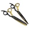 6.0" Napsen Black & Gold Hairdressing Scissors - Straight & Thinning Shears (Little Gold Tiger Design)
