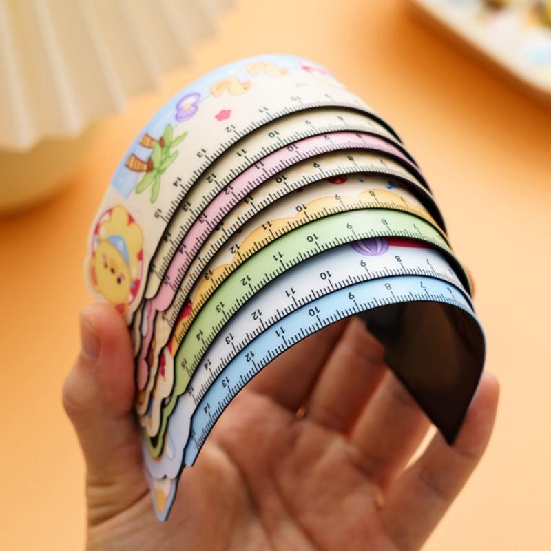 8Pcs Cartoon Magnetic Ruler Set Bendable Drawing Ruler Measuring Tool For Kid Student Art Craft Project Scrapbooking