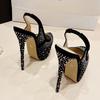 Eilyken Sexy Slingbacks talons hauts extrêmes plate-forme femme pompes concepteur soie cristal bout rond fête strip-teaseuse chaussures