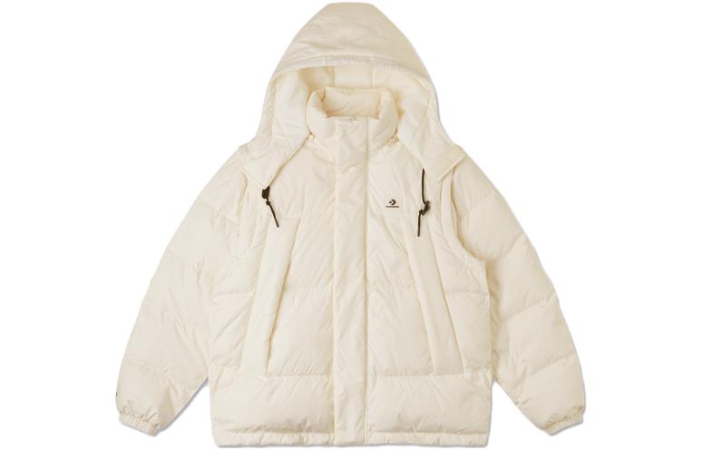 Converse Down Jackets Unisex Ivory Hooded Moderate Down Jacket 10025253-A01 3XL