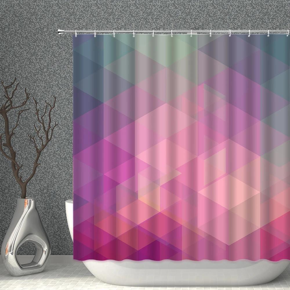 Colorful Geometry Shower Curtain Set Nordic Style Bath Curtains Waterproof Fabric Bathroom Screen Bathtub Home Decor With Hooks