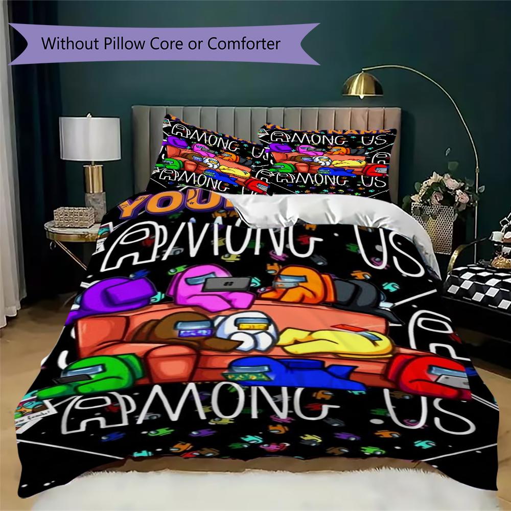 Custom Name Among us Pattern Bedding uilt Set uilt Cover Pillowcase Home Decoration Birthday Gift (1*duvet cover+2*pillowcase without core)