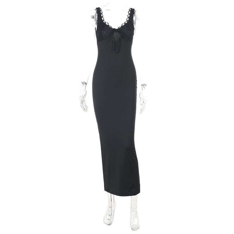 Lace Patchwork Backless Slim Fit Camisole Dress for Women