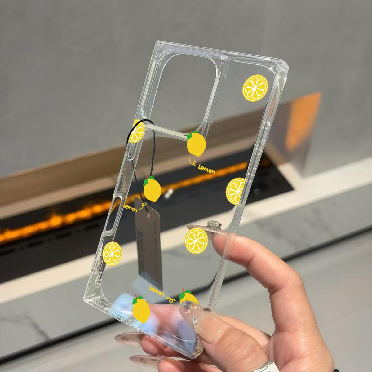 

Clear Square Back Tube Case Protection For iPhone 14 Pro Max 13 11 16 ProMax 15 Plus 12 full of lemons Pattern iphone 11 ProMax