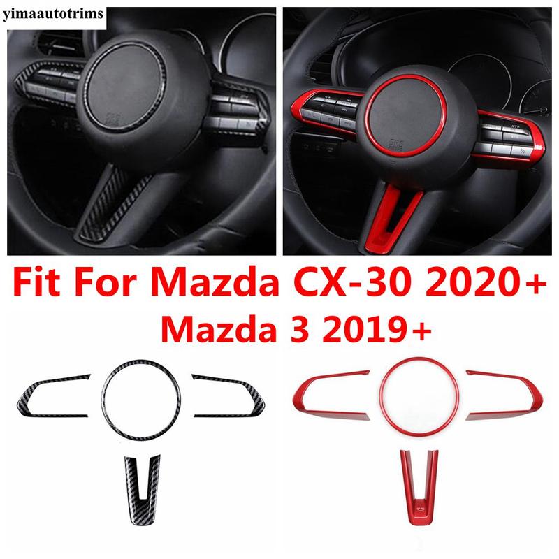 Steering Wheel Button Decoration Cover Kit Trim For Mazda 3  - 2025  / CX-30  - 2025  ABS Red / Carbon Fiber Accessories