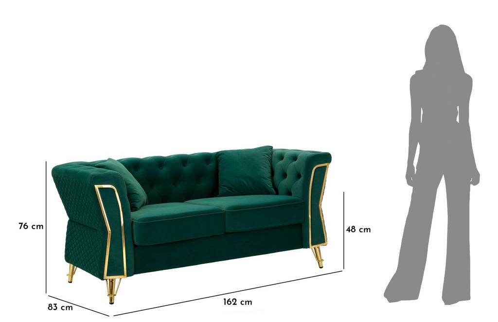 Sofa Emy Green With Cushionscm 162X83X76
