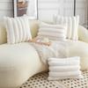 1pc 7cm striped plush cushion cover 30x50 45x45 50x50 soft decorative pillowcase home decor sofa throw pillow cover white beige