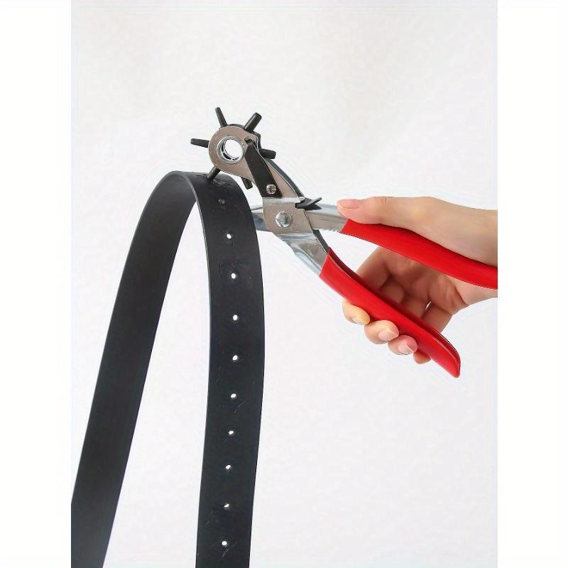 1Pc Multifunction Belt Punch Tool, Hole Punch Tool 8.5" Heavy Duty 6 Size Revolving Leather Belt Hand Hole Puncher