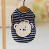 Pet Spring/Summer Striped Tank Top Cartoon Bear Base Shirt Cute Tank Top Teddy Small Dog Two Leg Coat Thin Puppy Clothes
