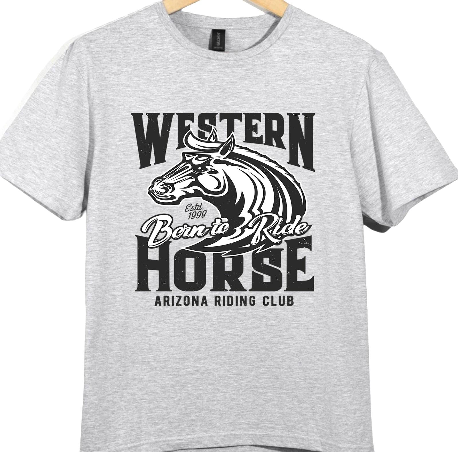 Western Horse T Shirt Cowboy Born to Ride Riding Club Graphic Tee Ranch Style 2XL