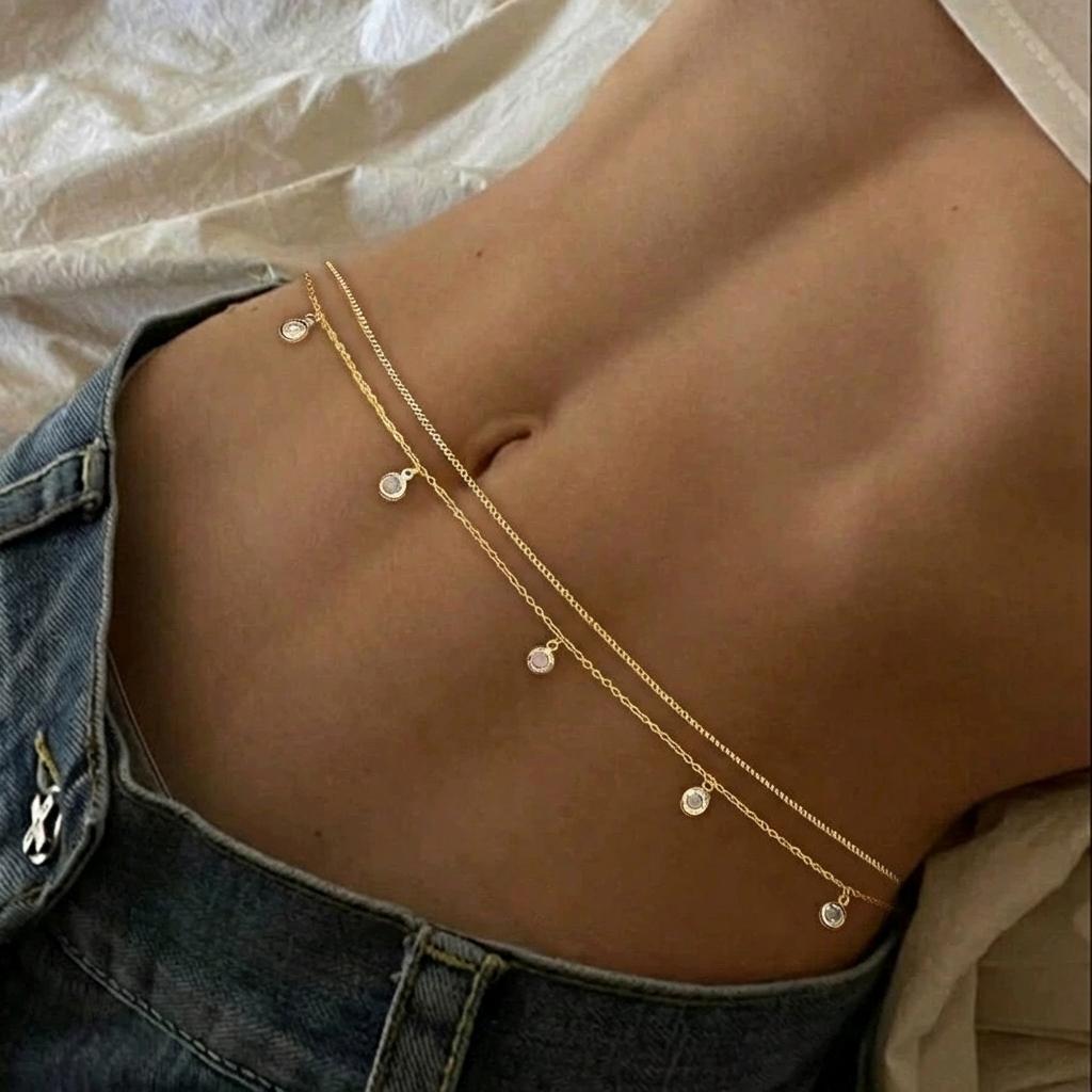 Fashion Double Layer Snake Bone Waist Chain for Women Personality Sexy Round Bead Belly Chain Summer Beach Bikini Jewelry