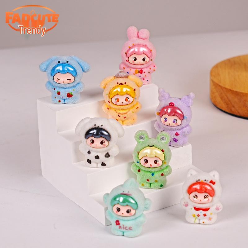 New 3D Flocking DIY Blind Box with Cute Resin Doll Ornaments