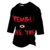 Men's Casual Halloween Printed Crew Neck T-Shirt Three Quarter Sleeve Top Comfortable Fit Lightweight Fabric Suitable for Daily Wear