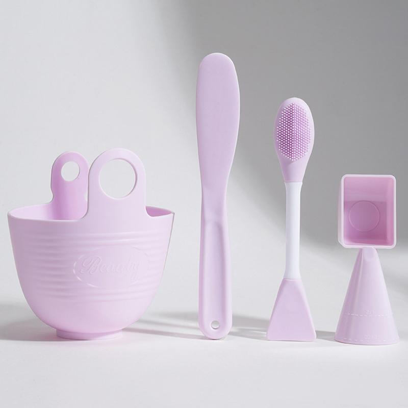 3/4Pcs Silicone Mask Brushes Bowl Measuring Cup Diy Powder Seaweed Mask Tools Handle Multi-Function Brush Face Mud Mixing Beauty