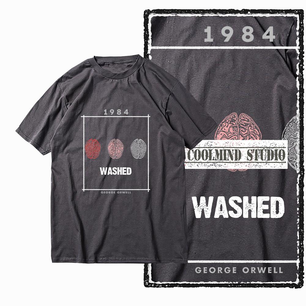 Coolmind X0002 100% Cotton Big Size 1984 Print Exclusive Graphic Men T Shirt Loose Men Tshirt Casual T-shirt for Men Tees