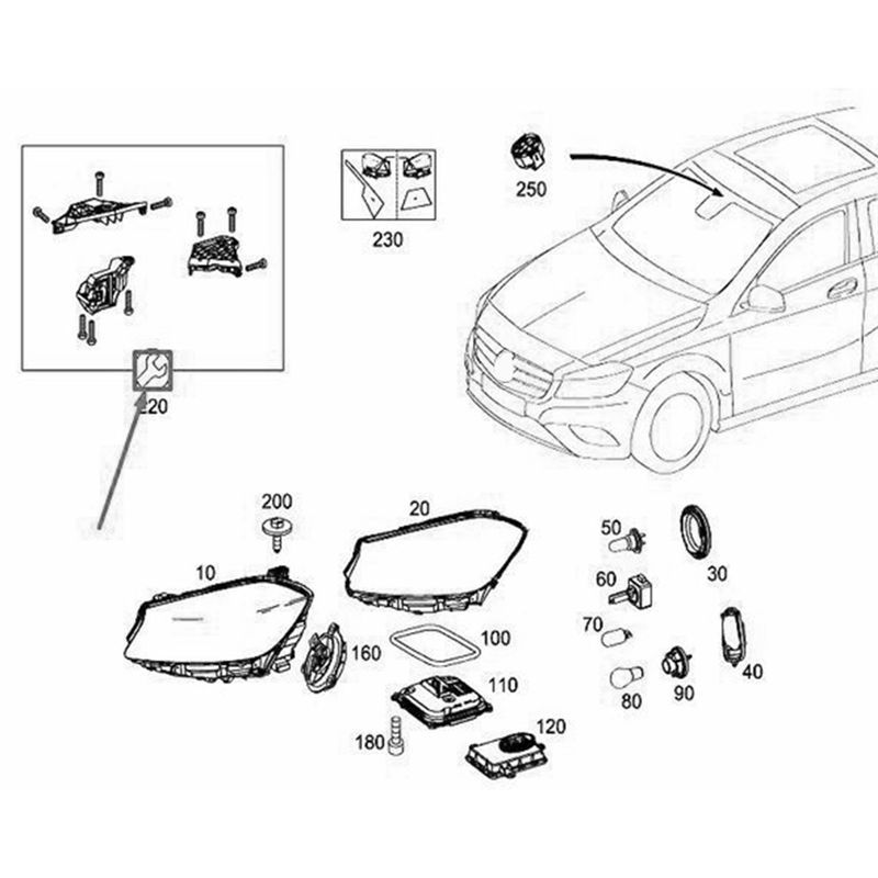 Durable-Headlight Repair Bracket Mount Kits A1768200114 A1768200214 For A Class W176 2013-2017 A 180 A200