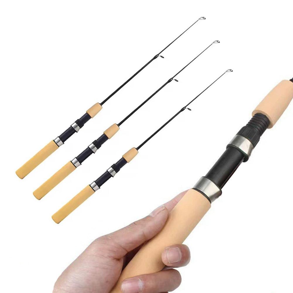 55 65 75cm Mini Telescopic Ice Fishing Rod Portable Shrimp Fishing Pole LightWeight River Comfortable Grip Carp Tackle Pesca