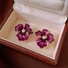 Vintage Drip Oil Floral Earrings: Retro High-End Studs for Women