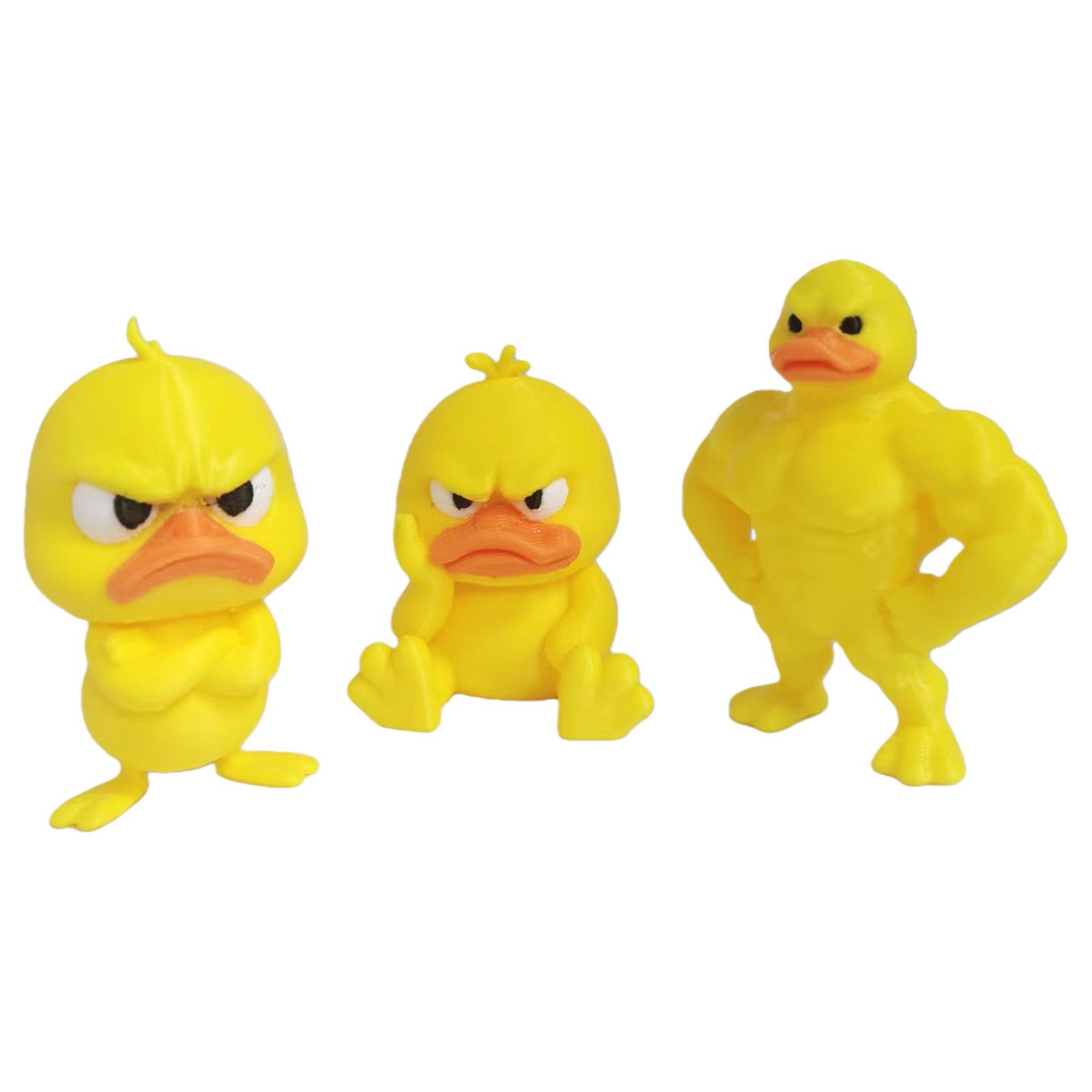 

3Pcs Funny Angry Duck Ornaments 3D Printed Cute Yellow Ducks Multi-Scene Collectable Decorations For Car Interior/Home Decor