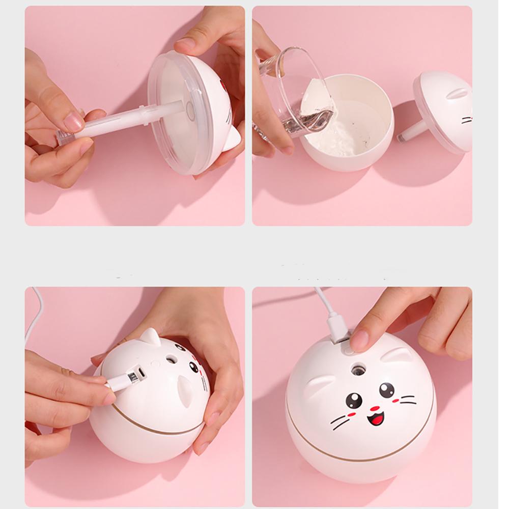 Home Car Air Humidifier Ultrasonic Aroma Diffuser Cute Cat Mini Freshener 300ML