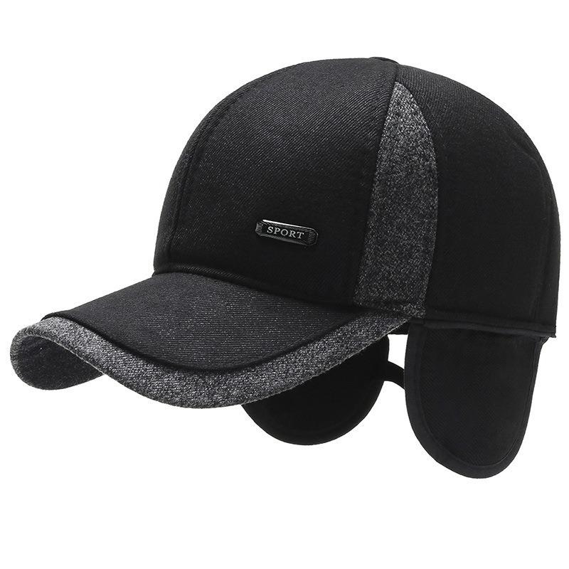 Hat Men's Winter Baseball Cap Windproof and Warm Dad Ear Protector Fleece Thickened Grandpa Cap