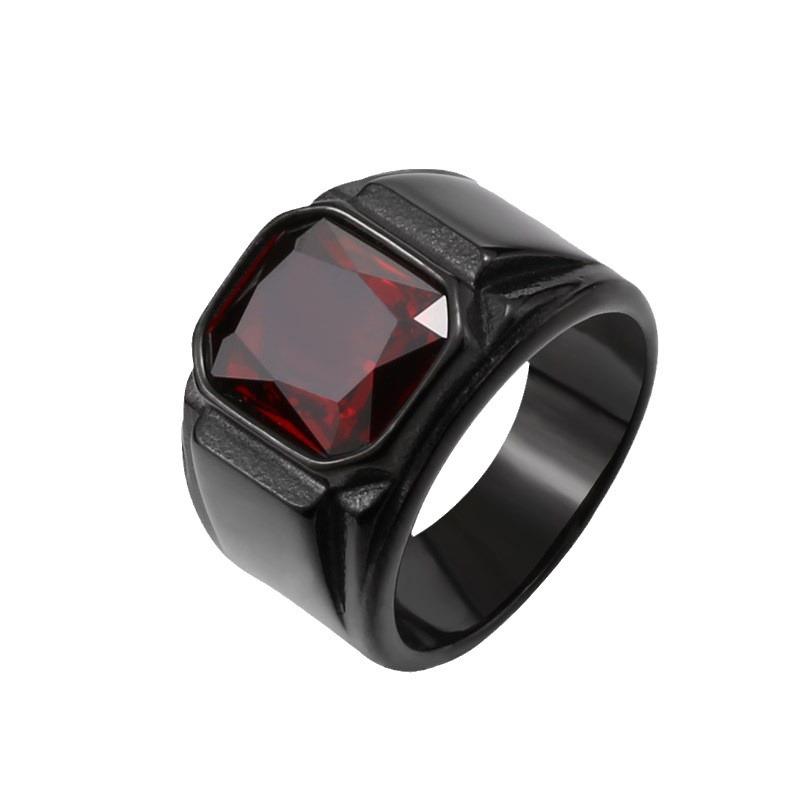 Beier New Stainless Steel Electroplated Gemstone Men's Retro Titanium Ring