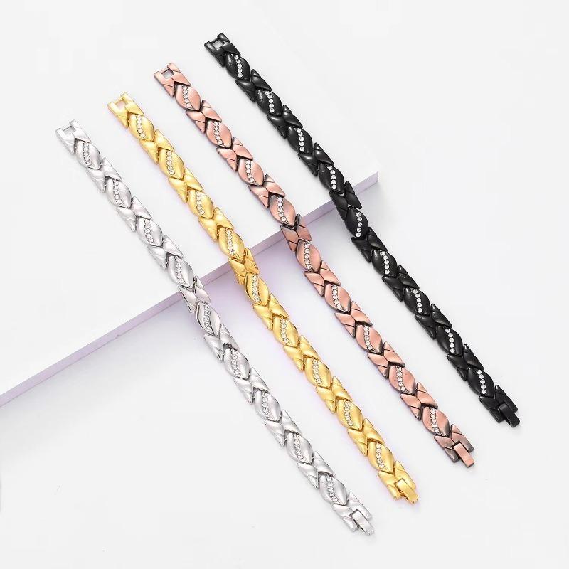 Retro Zirkon Magnetischer Edelstahl Armband für Männer Frauen Blatt Magnet Mode Exquisiter Schmuck Geschenke Zubehör