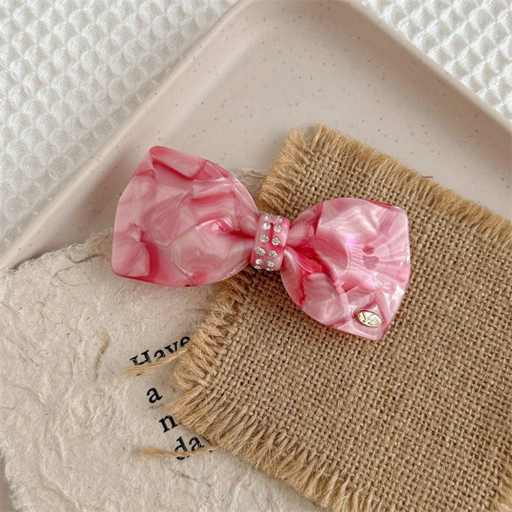 Candy Color Rhinestone Hair Clip Bowknot Bow Hairpin Personalized Acetate Hair Clip Daily