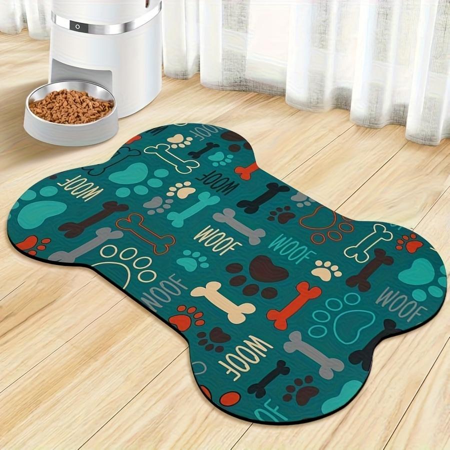Bone-Shaped Pet Mat Feeding Mat Diatom Mud Carpet Cute Cartoon Floor Mat Waterproof And Dirt-Resistant Home Decoration