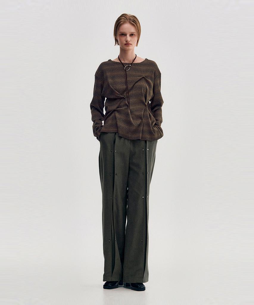 Kimjisu Dozi - Raw Edge Pinched Pullover _ Brown