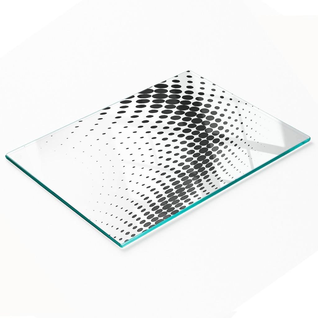 Tempered Glass Kitchen Backsplash with Geometric Figures Graphic 80X52 Cm