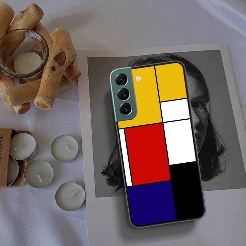 TOPLBPCS Mondrian Grid Phone Case For Samsung Galaxy S22 S25 Ultra S21 S10 Plus S26 Edge S20 S23 S24 FE Cover Silicone Soft