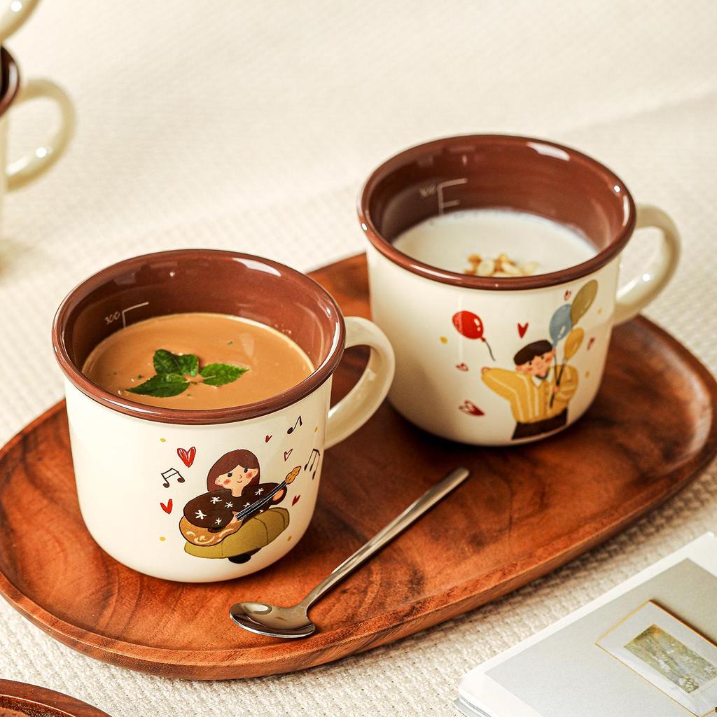 Retro Ceramic Cartoon Milk Cup - Family & Kids Breakfast Mug