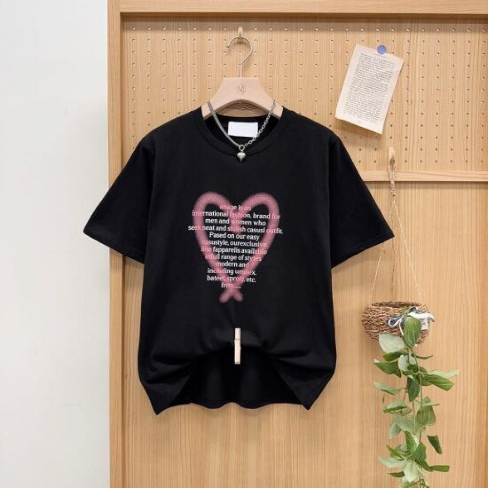 Mizqz Women Summer ShorT Sleeve T shirT hearT leTTering prinTing 3color