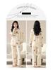 Women's Korean Style Cartoon Long Sleeve Casual Home Set with Chest Pads
