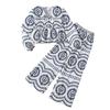Girls' Fall Fashion Set: Children's Casual Printed V-Neck Long-Sleeve Top + Wide-Leg Pants
