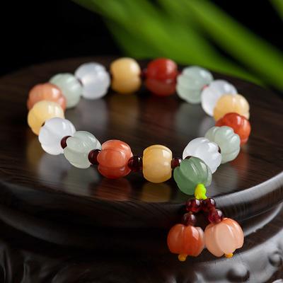 Pulseira de jade feminina antiga de personalidade original colorida e dourada de seda natural de Xinjiang com certificado de inspeção e caixa de presente