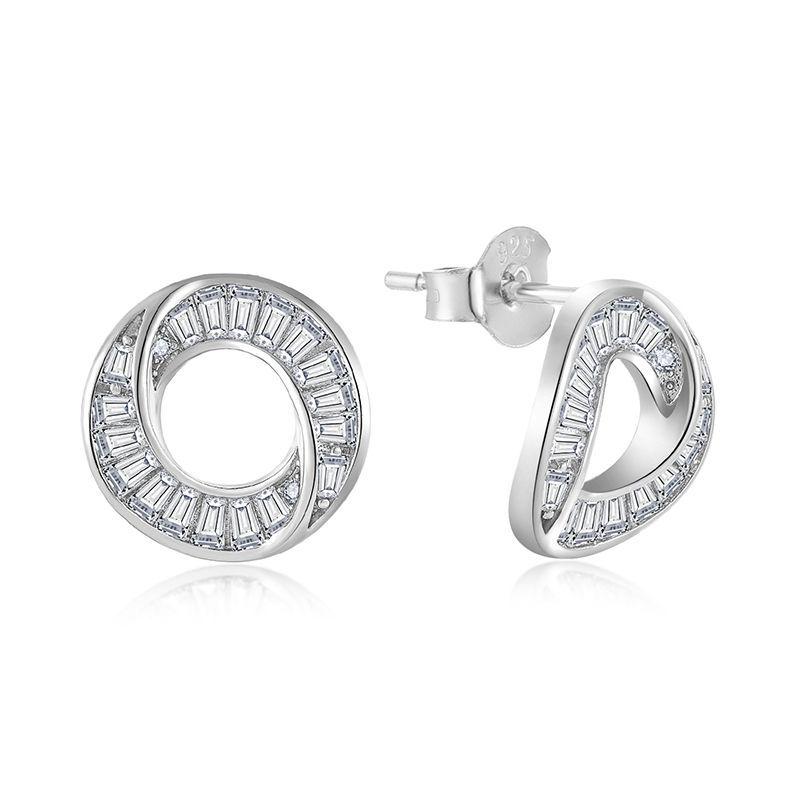 Elegant Rhinestone Mobius Strip Necklace & Earring Set for Women