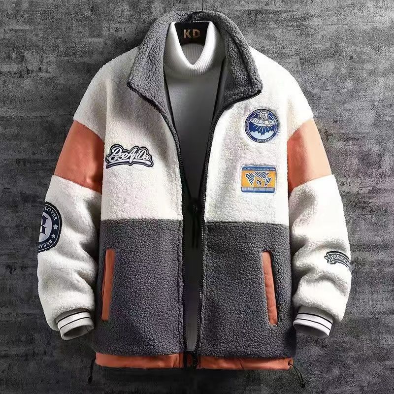 

Осенне-зимняя утолщенная куртка для мужчин, повседневная свободная толстовка, молодежная мужская верхняя одежда M серый