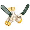 Messing-Zwei-Wege-Wasserverteilerventil mit langem Griff 3/4 Zoll GHT-Gewinde Hochdurchfluss-Gartenschlauchverteiler grün.