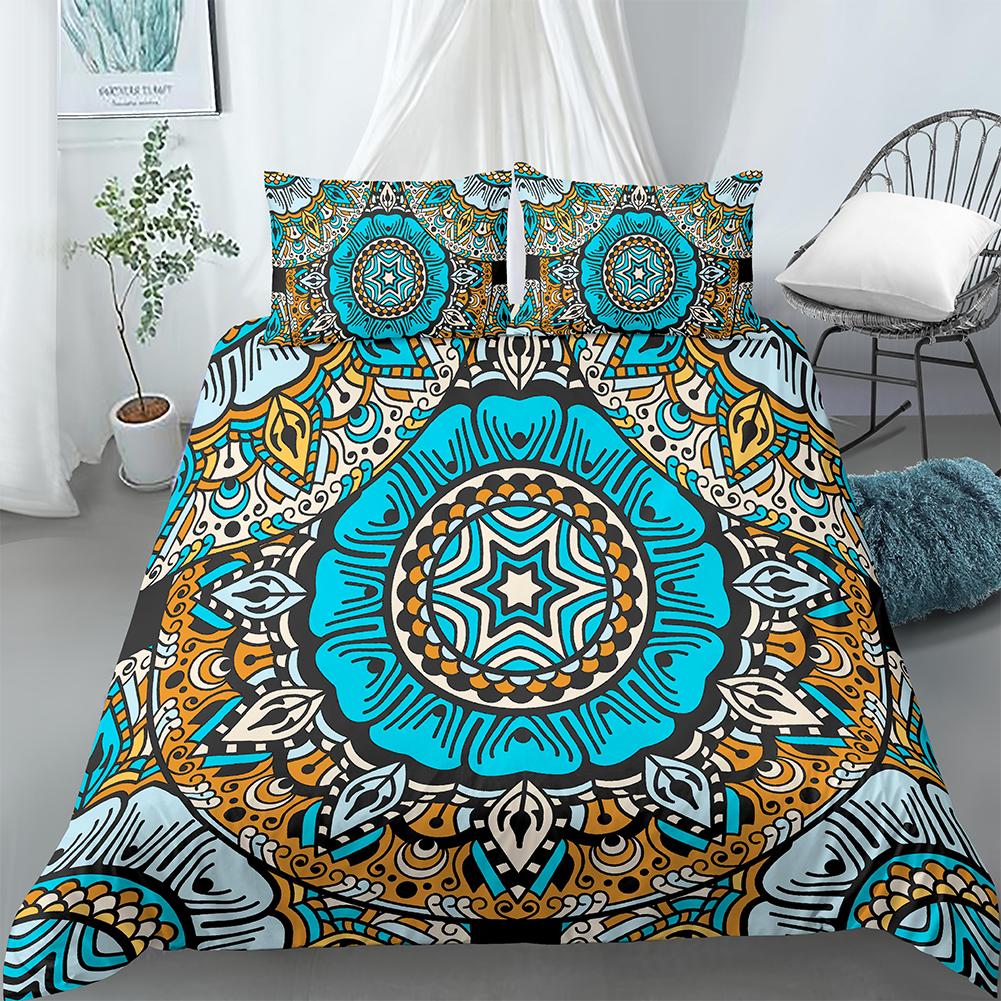 Luxury Boho Style Duvet Cover Geometric Print Bedding Set Quilt Cover with Zipper Closure King Queen Polyester Comforter Cover