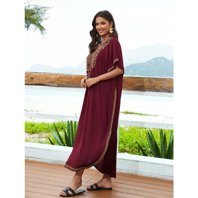 Moda damska Lato Wiosna Kwiatowy wzór Nadruk Rękawy 1/2 Dekolt w serek Luźna talia Sukienki codzienne