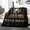 Name Custom Vegas Golden Knights Logo Print Flannel Blanket High Quality Warm Comfortable Cover for All Seasons Perfect for Gifts Home Decor