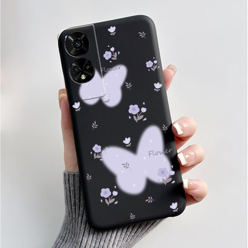 Printing Pattern Case For TCL 50 5G/TCL 50 XE Nxtpaper 5G/TCL 50XE 5G Soft Silicone Black Shell Cover Cute Flower Cartoon Casing