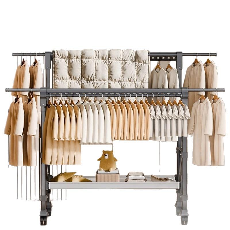 Adjustable Floor-Standing Clothes Drying Rack for Indoor/Outdoor Use