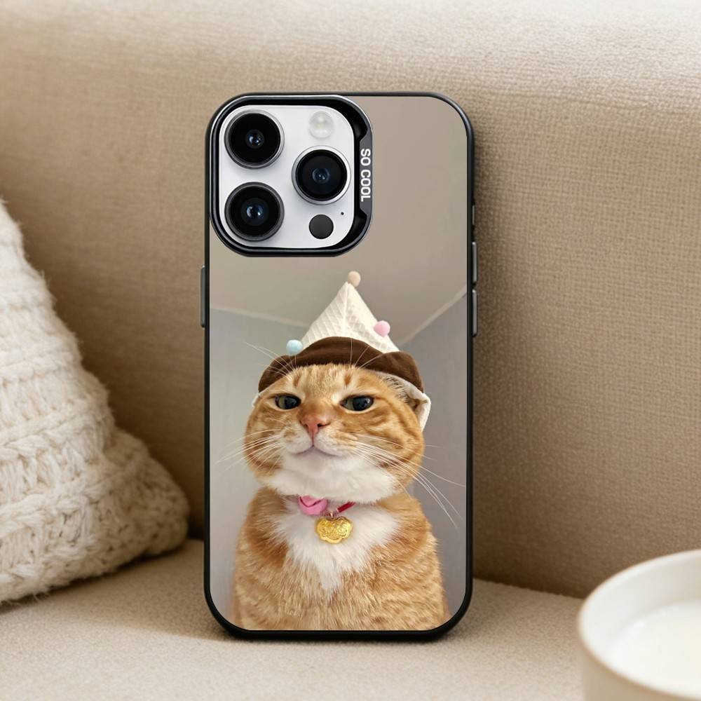 Cool cat cute  Phone Case For iPhone17, 16,15,14,13,12 Pro Max Black Candy Matte Shockproof Cover