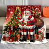 1PC Santa Claus and Christmas Tree Pattern Blanket Flannel Material Soft Warm for All Seasons,For Home Outdoor Camping Picnics