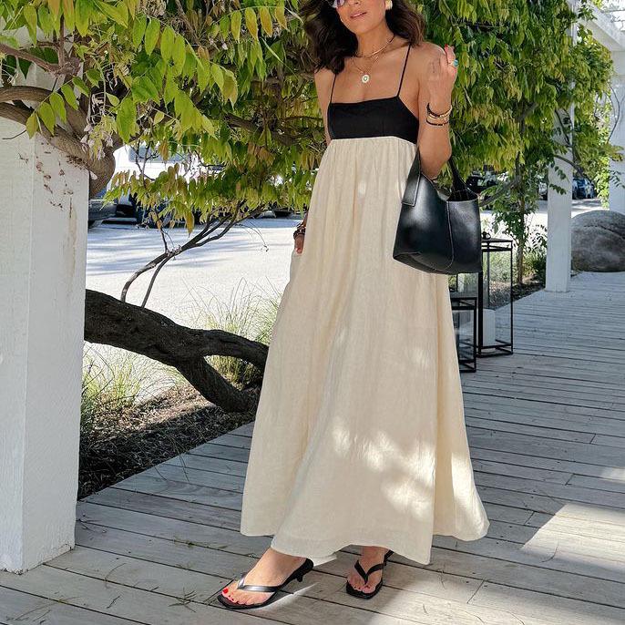 

European & American Sexy Women s Sleeveless Color Block Patchwork Dress XX Large