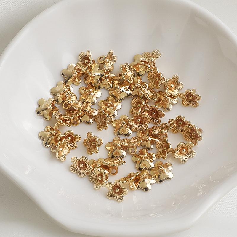 14K Gold Filled Five-Petal Flower Pendant Necklace & Bracelet - Retro Beaded Jewelry Accessories