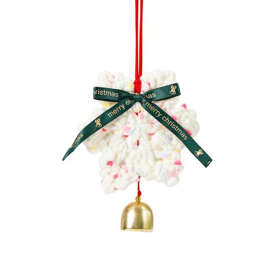 

Рождественская вязаная крючком подвеска Снежинка Подвесное украшение Елочное украшение с колокольчиком для праздничного декора дома, гостиной G